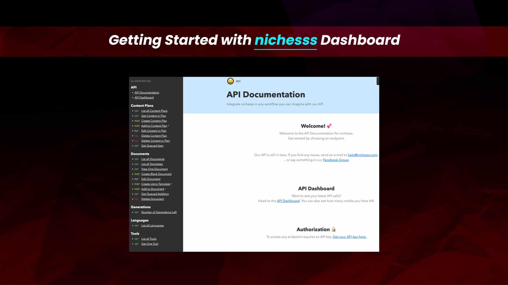 Getting Started with nichesss Dashboard