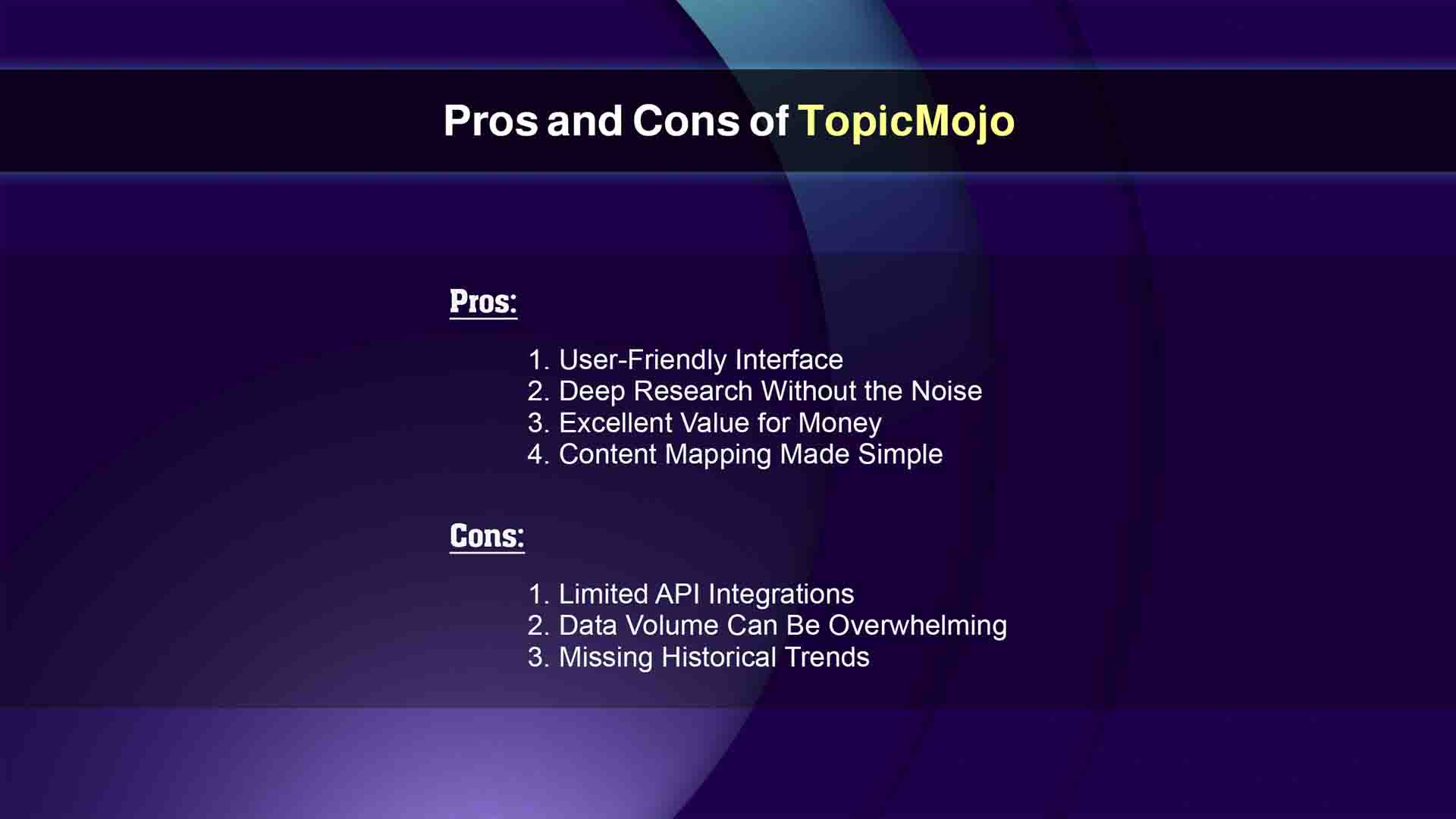 pros and cons of TopicMojo 